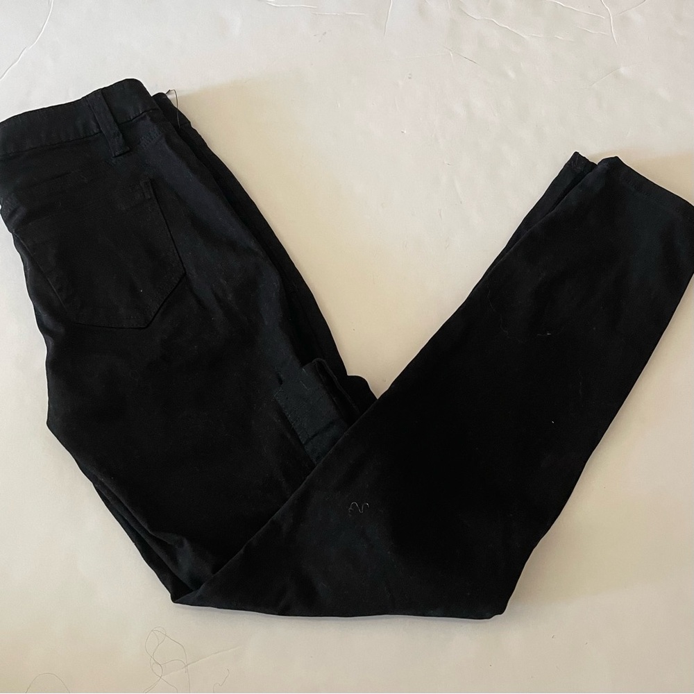 Black Cargo Mid Rise Skinny Jeans